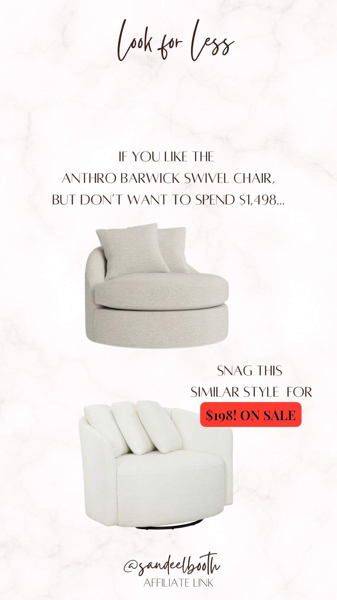 Love how similar the beautiful by Drew Barrymore swivel chair is to the Anthropologie barwick swivel chair, but for a fraction of the price! 



#LTKFamily #LTKHome #LTKSaleAlert