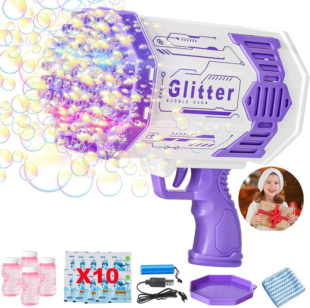 Hoolicute Bubble Gun, New Upgrade 76 Holes Bazooka Bubble Gun, Rocket Bubble Machine with Colorfu... | Amazon (US)