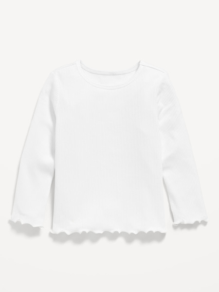 Fitted Long-Sleeve Ribbed T-Shirt for Toddler Girls | Old Navy (US)