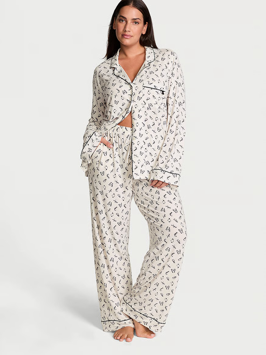 Buy Modal Soft Long Pajama Set, COCONUT WHITE PENGUINS - Order Pajamas Sets online - Victoria's S... | Victoria's Secret (US / CA )