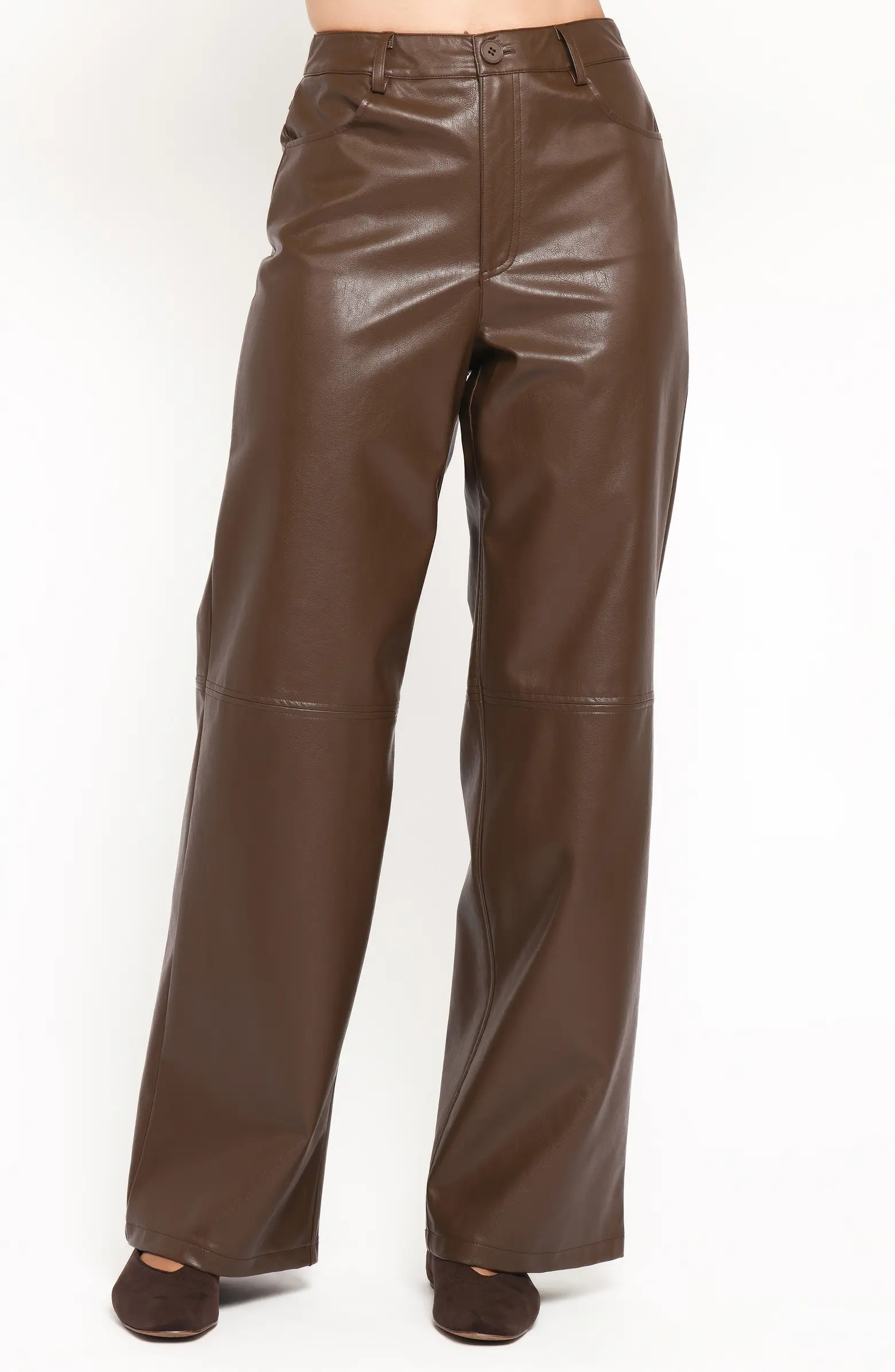 Emer High Waist Straight Leg Faux Leather Pants | Nordstrom