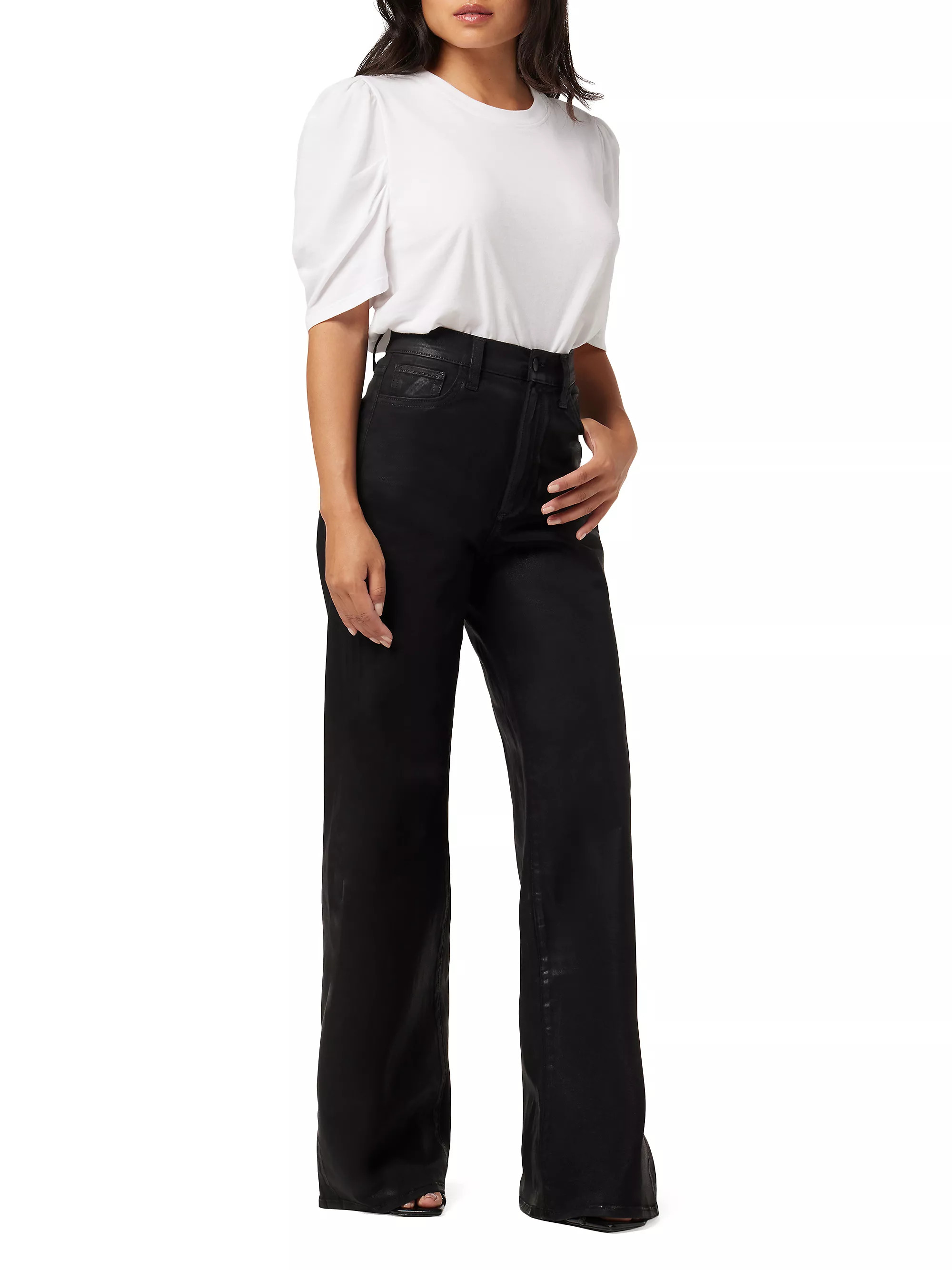 Shop Joe's Jeans Petite The Mia High-Rise Stretch Coated Wide-Leg Jeans | Saks Fifth Avenue | Saks Fifth Avenue