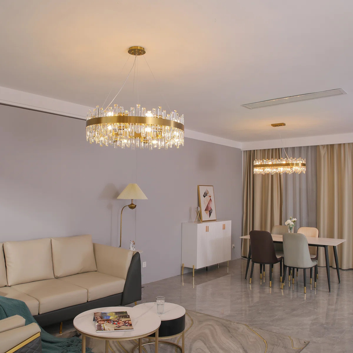 Marais Dimmable Round K9 Crystal Ceiling Light Modern Chandeliers | Wayfair North America