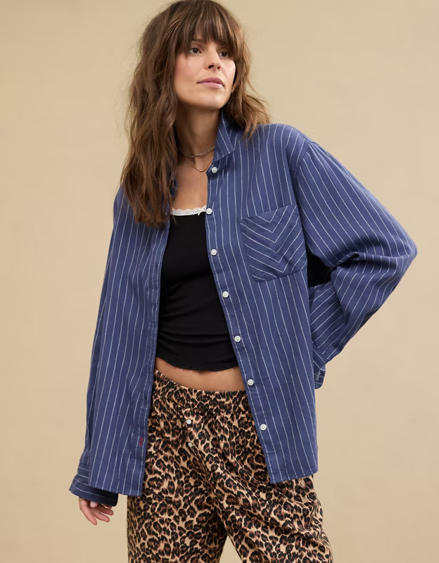 Aerie Off-Duty Flannel Pajama Shirt | Aerie