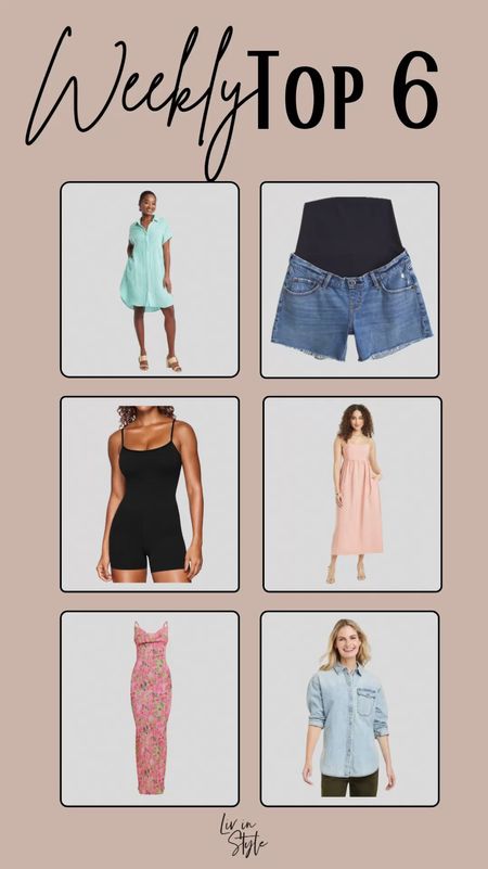 This week’s top 6! Some great dresses that would make a perfect spring outfit, date night outfit, vacation outfit or wedding guest dress. My favorite maternity shorts which are on sale and this super comfy Amazon romper!

#LTKStyleTip #LTKBump #LTKSaleAlert