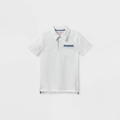 Boys' Short Sleeve Knit Polo Shirt - Cat & Jack™ White | Target
