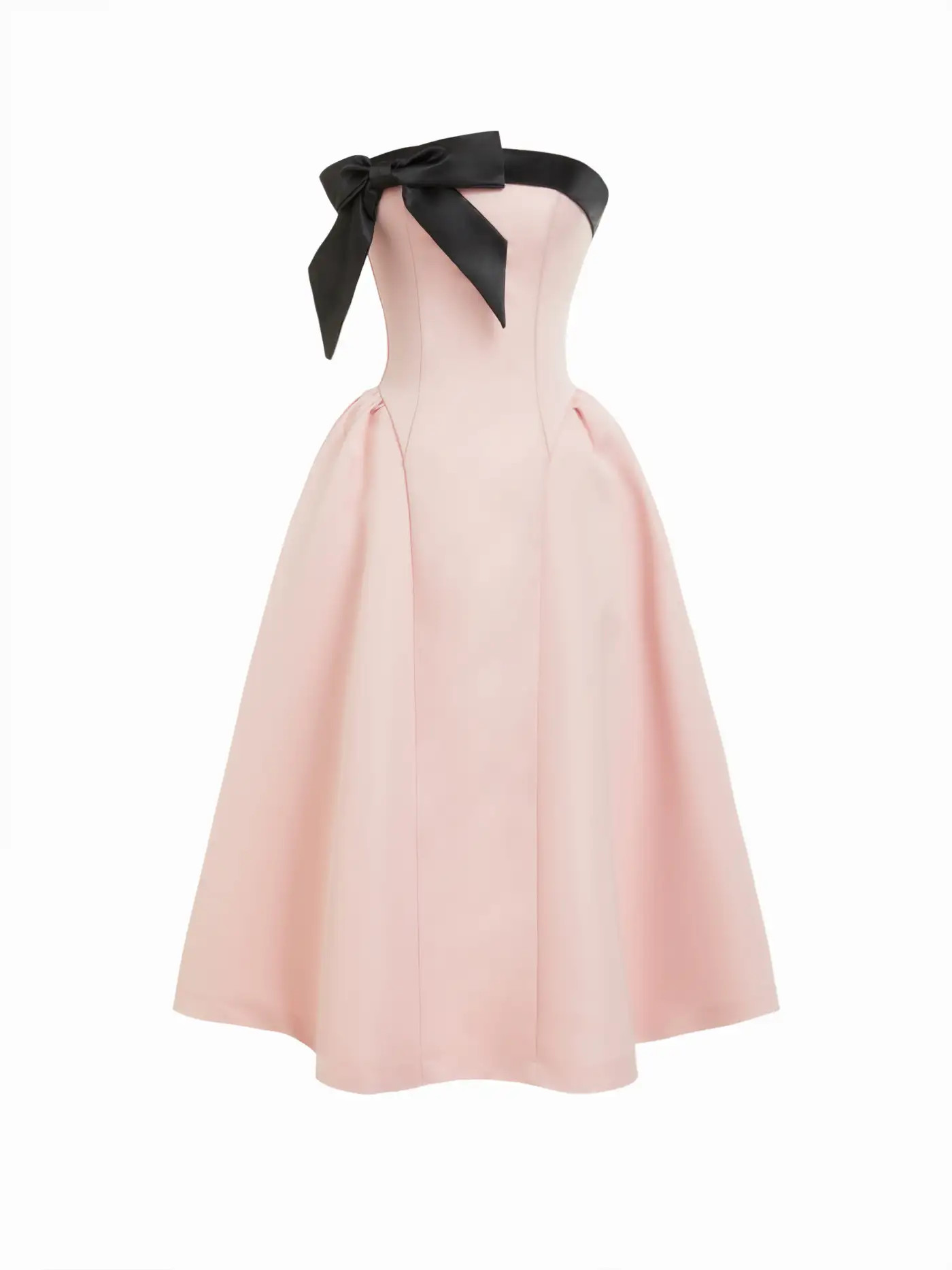 Woven Bowknot Flared Bandeau Midi Dress For Date Wedding | Cider