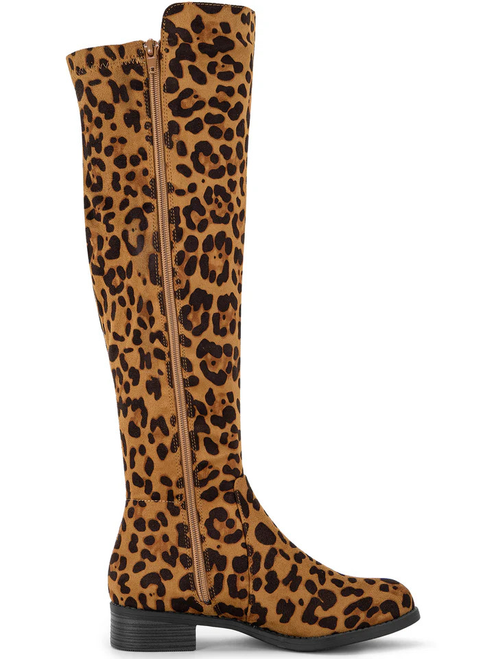 Side Zipper Chunky Heel Knee High Boots | allegra-k
