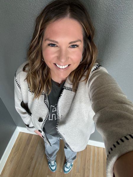 My outfit for a fun night out in Dallas. We went to a Dallas Stars game then out to dinner at Carbone. This jacket is such a nice outer layer and I just love the stitching detail. I paired it with a simple T-shirt and my favorite grey jeans. Perfect to go from game to dinner. 

#LTKSeasonal #LTKsalealert #LTKshoecrush