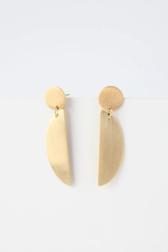 New Moon Brushed Gold Earrings | Lulus (US)