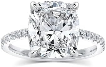 4CT Cushion Cut Promise Ring for Women, White/Yellow Stone 5A Grade Cubic Zirconia S925 Silver Ye... | Amazon (US)