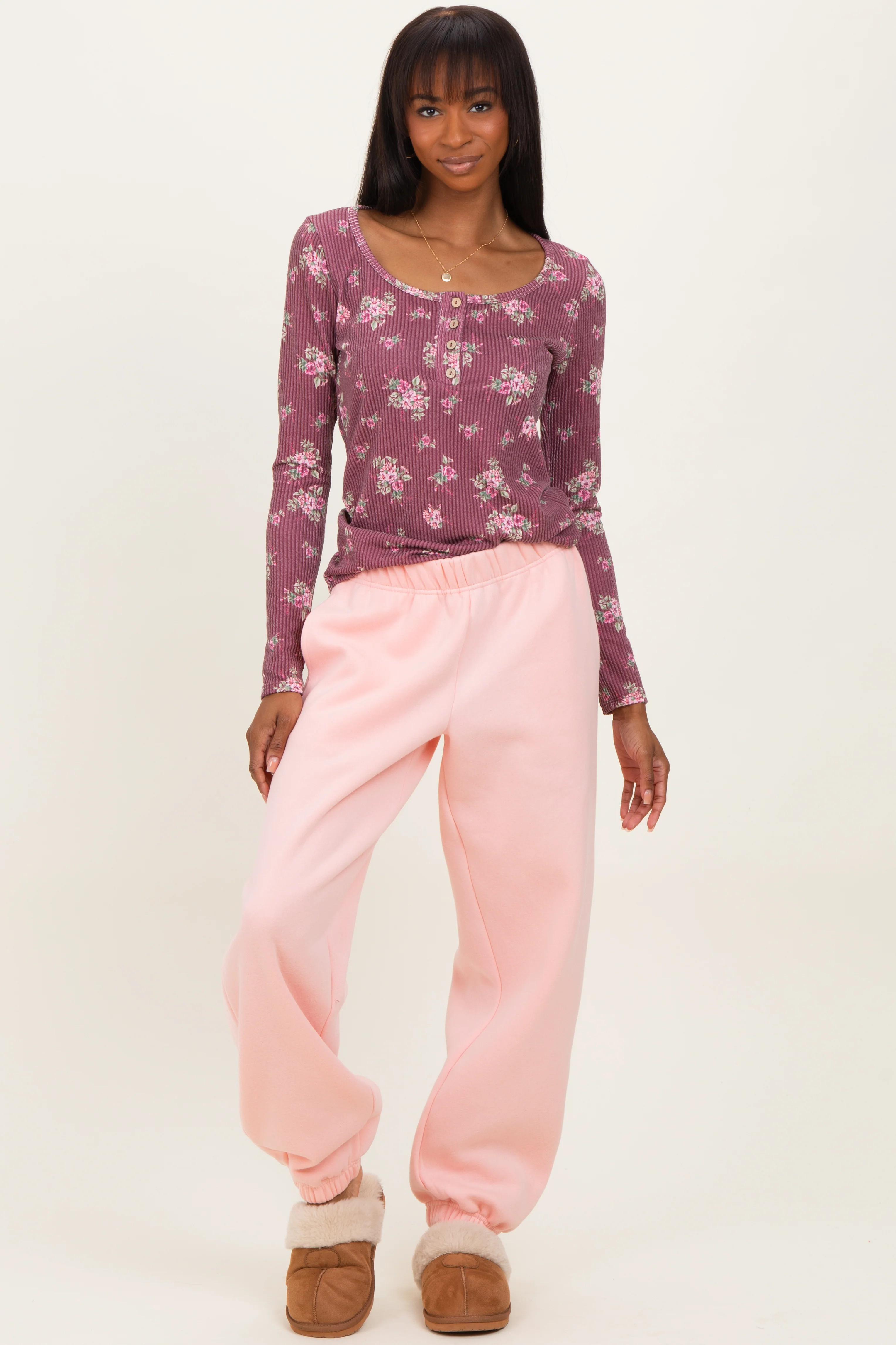Light Pink Fleece Sweatpants | PinkBlush Maternity
