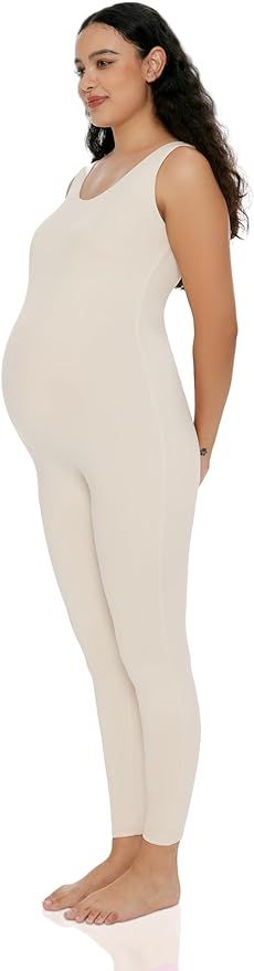 POSHDIVAH Women's Maternity Jumpsuit Romper Pregnancy Leggings Sleeveless Tank Top Bodycon Bodysu... | Amazon (US)