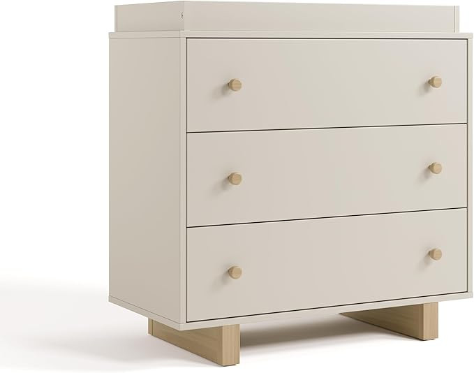 Storkcraft Texas 3 Drawer Chest with Removable Changing Table Topper (Frosted Oat/Driftwood) – ... | Amazon (US)