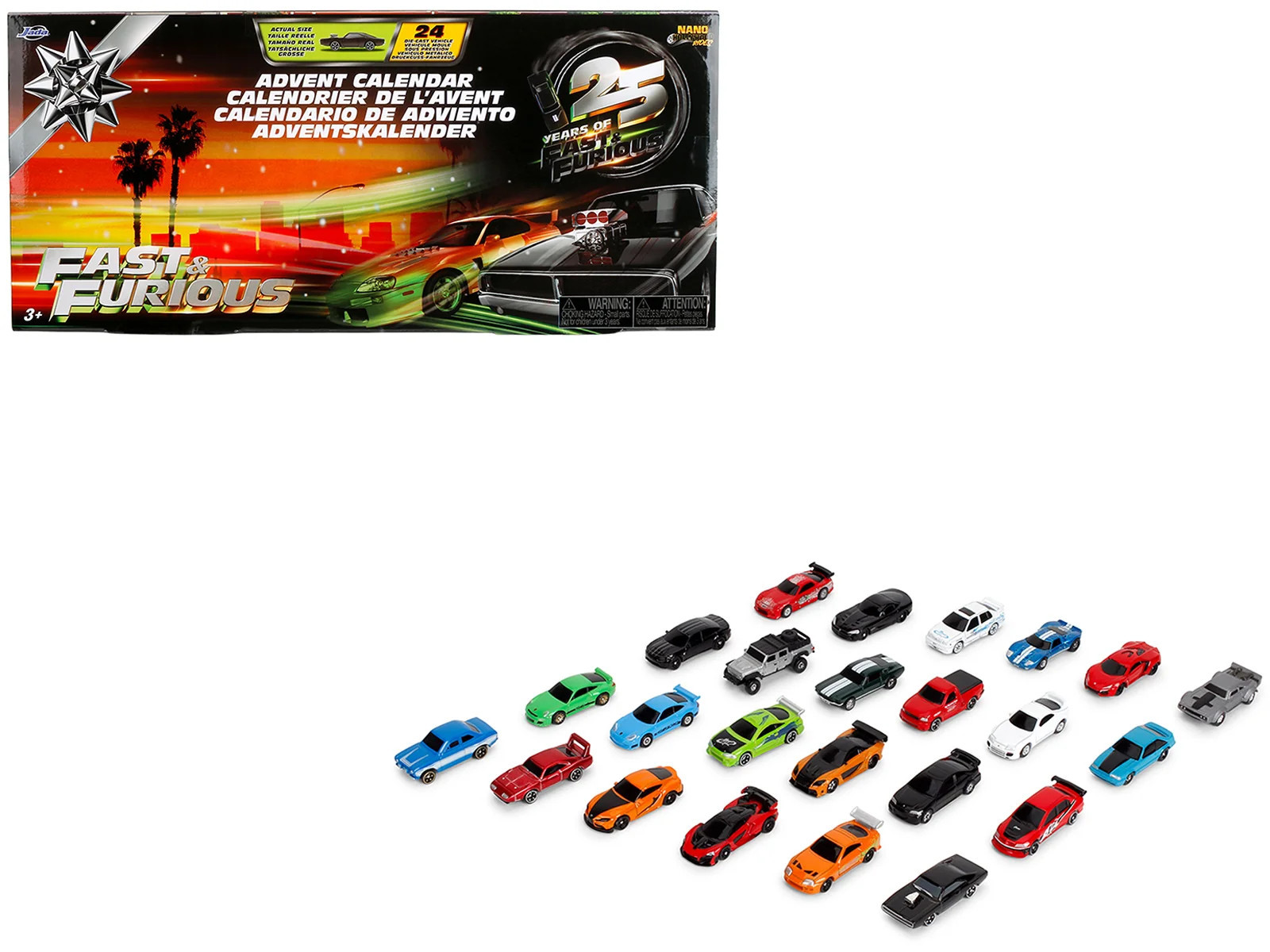 25 Years of Fast & Furious Advent Calendar Set of 24 Nano Cars "Nano Hollywood Rides" Series Diecast Model Cars by Jada | Shop Simon