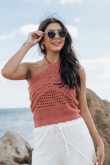 Coral Crochet Knit Halter Top | Magnolia Boutique