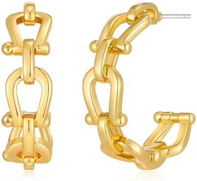 Chunky Gold Horse Bit Earrings For Women Vintage Western Hoop Earrings Equestrian Earrings Statem... | Amazon (US)