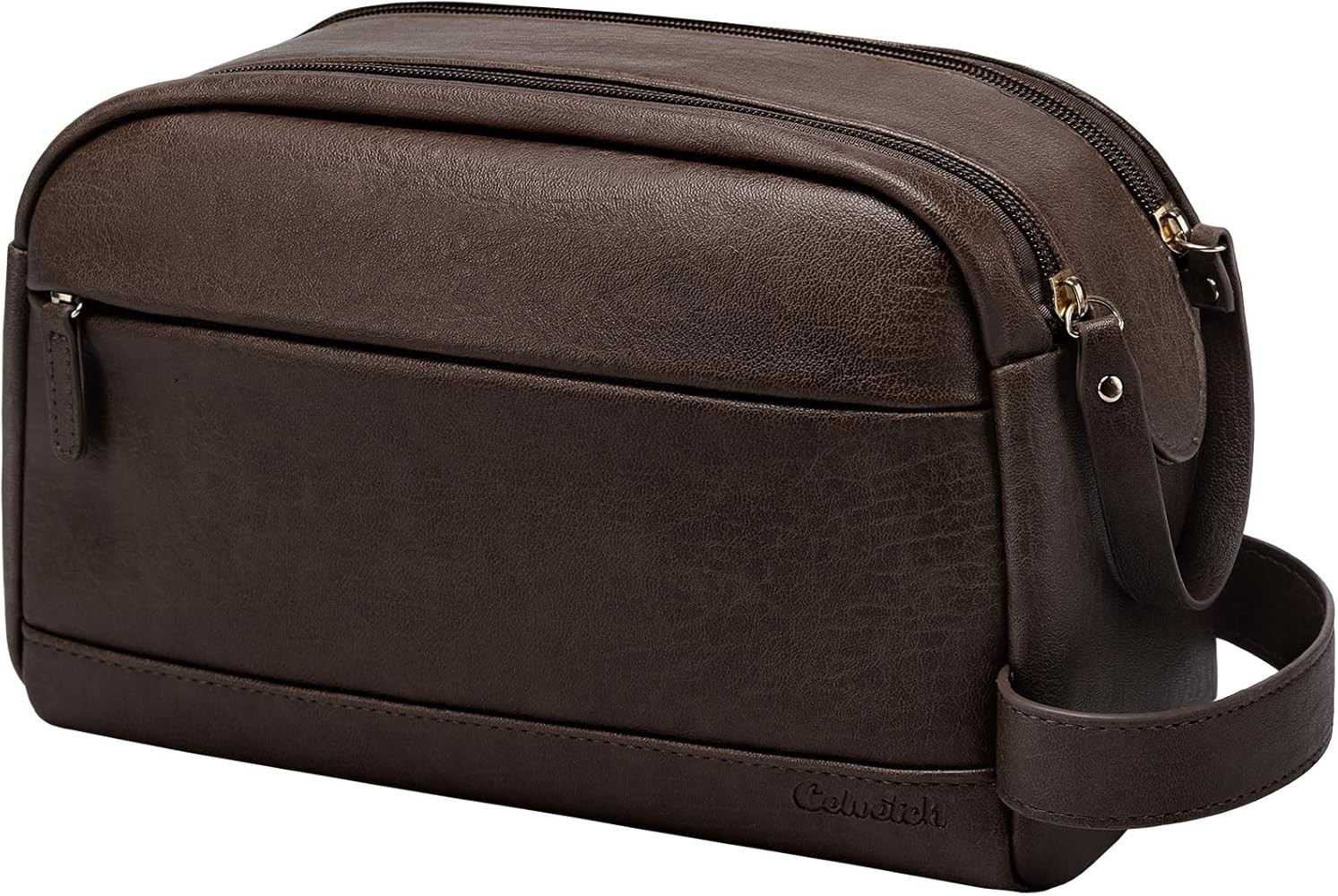 PU Leather Toiletry Bag for Men - Water Resistant Travel Bag for Toiletries, Bathroom Essentials,... | Amazon (US)