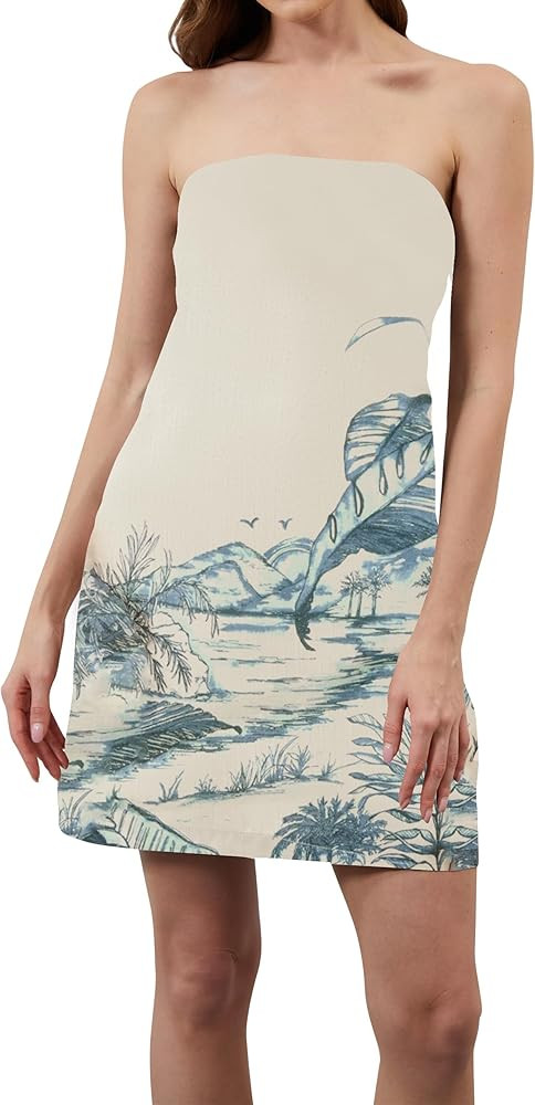 Women Strapless Tube Mini Dress Summer Casual Boho Floral Print Sleeveless Backless Going Out Bea... | Amazon (US)