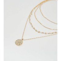 Gold Beaded Beaten Circle Layered Necklace New Look | New Look (UK)