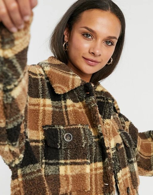 Only shearling shacket in plaid | ASOS (Global)