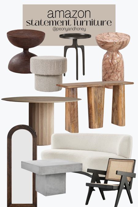 Check out these statement Furniture pieces for your home decor all from Amazon!  #amazon #amazonfinds #furniture #amazonfurniture #founditonamazon #amazonfavs #chair #sofa #boucle #diningtable #accentfurniture #accenttable
