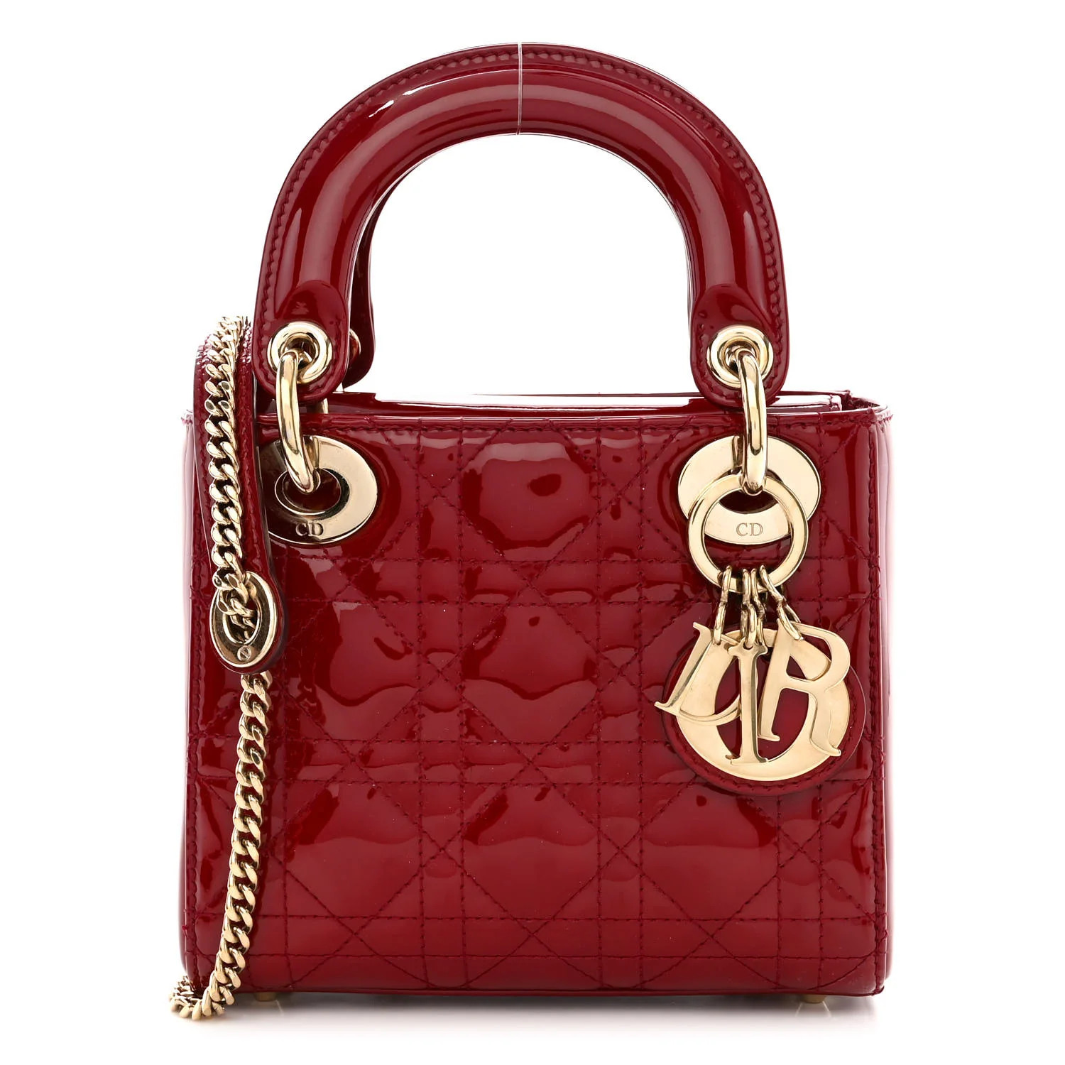 Patent Cannage Mini Lady Dior Red | FASHIONPHILE (US)