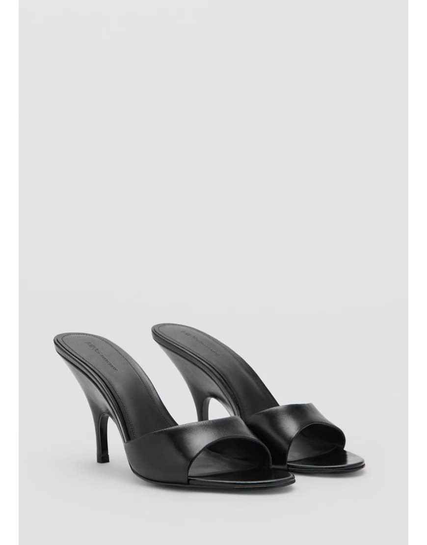 Mango featuring Kaia Gerber 100% leather slingback heels in black | ASOS (Global)
