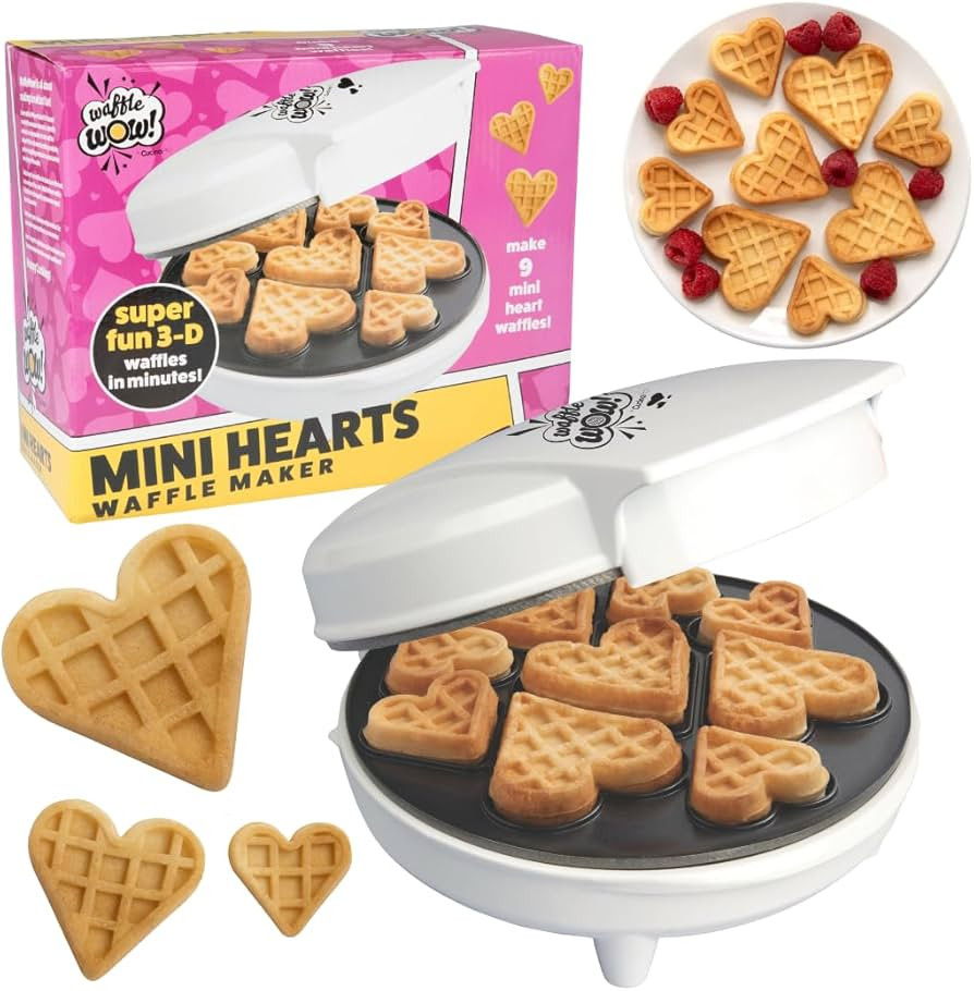Mini Hearts Valentine's Day Waffle Maker- Make 9 Heart Shaped Waffles, Pancakes for Breakfast Lov... | Amazon (US)