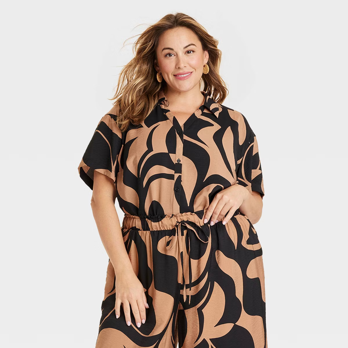 Women's Relaxed Fit Short Sleeve Button-Down Shirt - Ava & Viv™ | Target