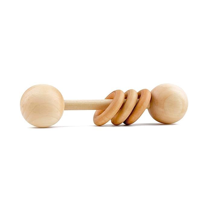 Wood Baby Rattle Teether by Homi Baby, Perfect Montessori Grasping Teething Toy for Babies, Handm... | Amazon (US)