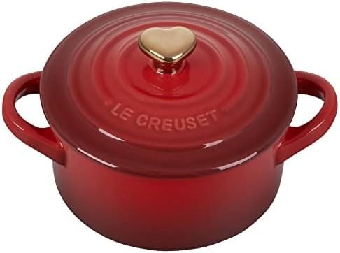 Le Creuset Cerise with Gold Heart Knob Stoneware Mini Round Cocotte, 8 oz | Amazon (US)