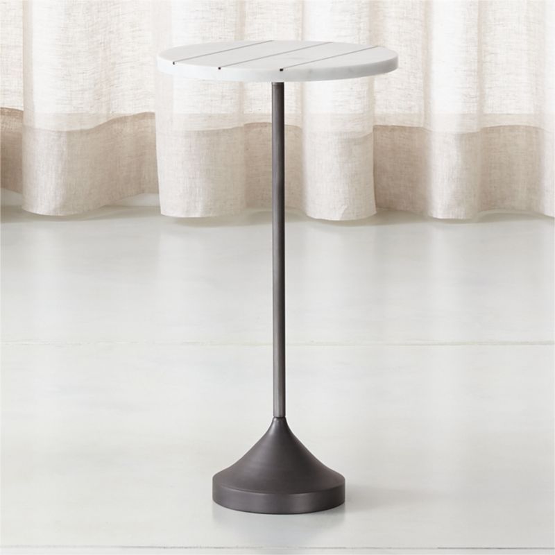 Prost Tall Brass and Marble Drink Table + Reviews | Crate and Barrel | Crate & Barrel