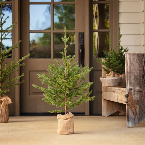 Faux Woodland Fir In Burlap Wrapped Base 40 Inch | Antique Farm House