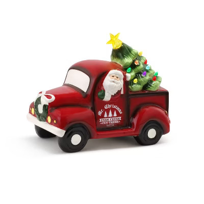 Mr. Christmas Nostalgic Ceramic Truck with LED Christmas Tree Decoration - 10.5" - Santa | Target