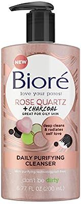 Bioré Rose Quartz Charcoal Daily Purifying Cleanser 6.77 Oz, Face Wash, Naturally Purifies Pores... | Amazon (US)