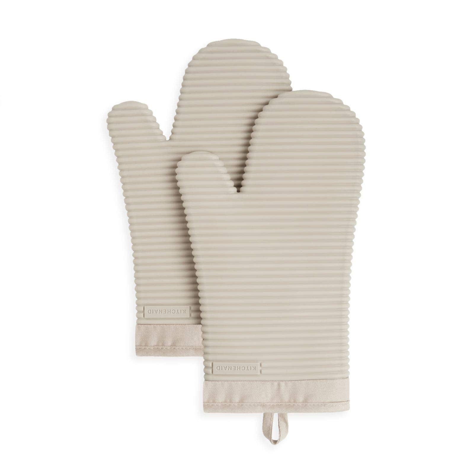 KITCHENAID Ribbed Soft Silicone Oven Mitt 2-Pack Set, 7.5"x13", Milkshake | Amazon (US)