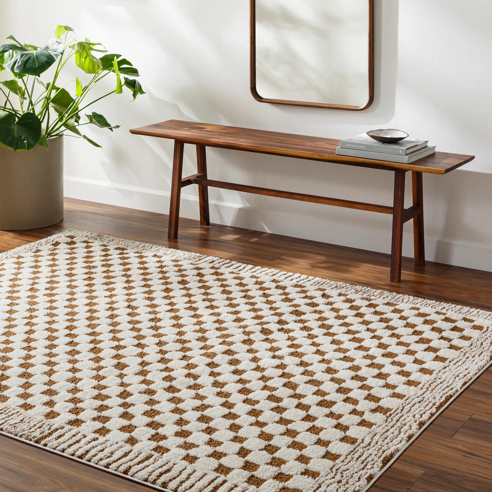 Rugs | EKTA Scandi Modern High Pile Checkered Area Rug | Livabliss | Debenhams UK