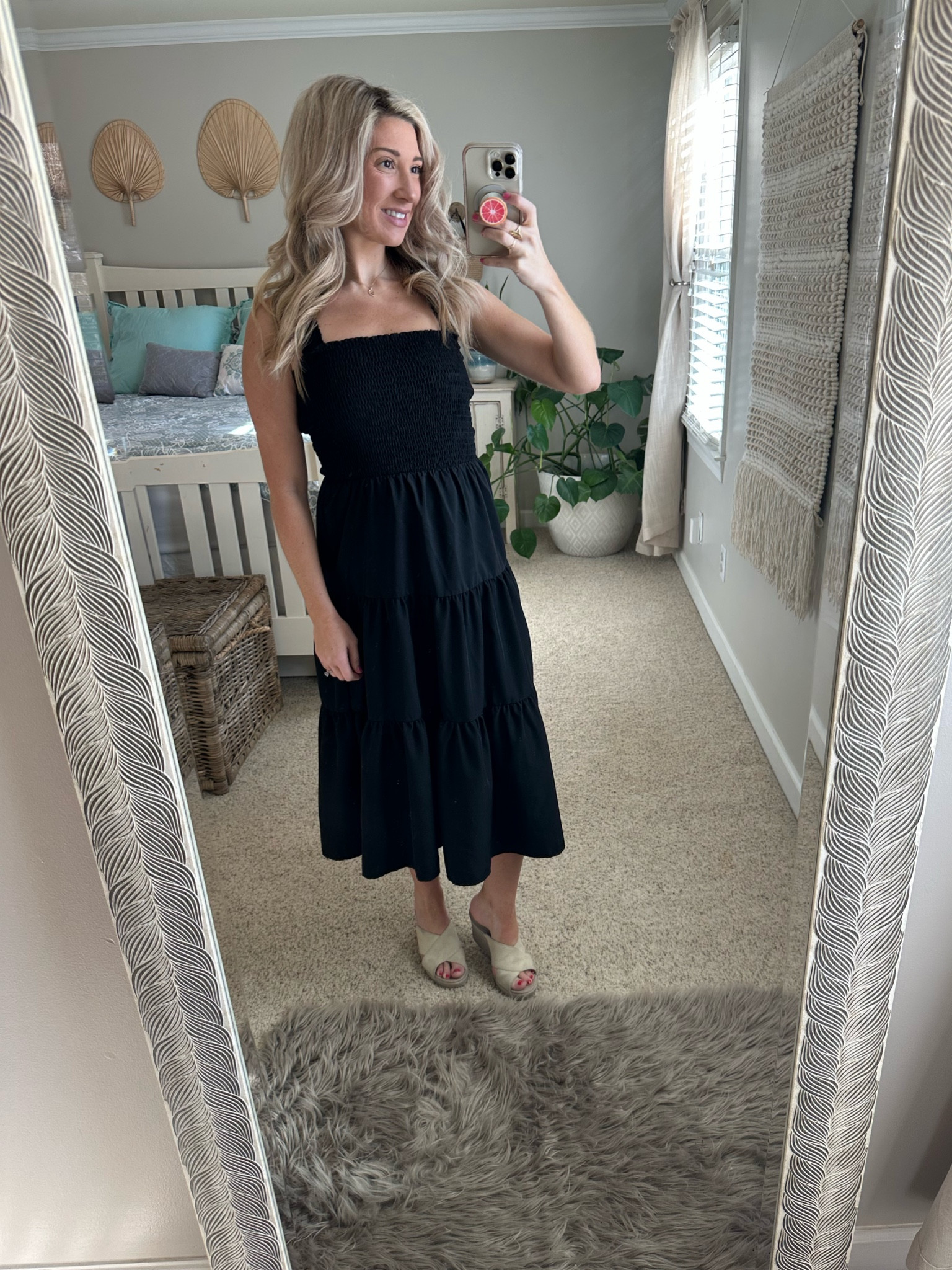 $17 black maxi that is super versatile. Fits my 25 week bump and will fit me postpartum. You know I love a ruffle smock top 😍

#LTKwedding #LTKbump #LTKtravel