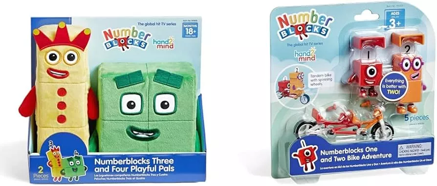 hand2mind Numberblocks® One and Two Playful Pals 5 and 8 Plush Toys, (2  Pieces) 