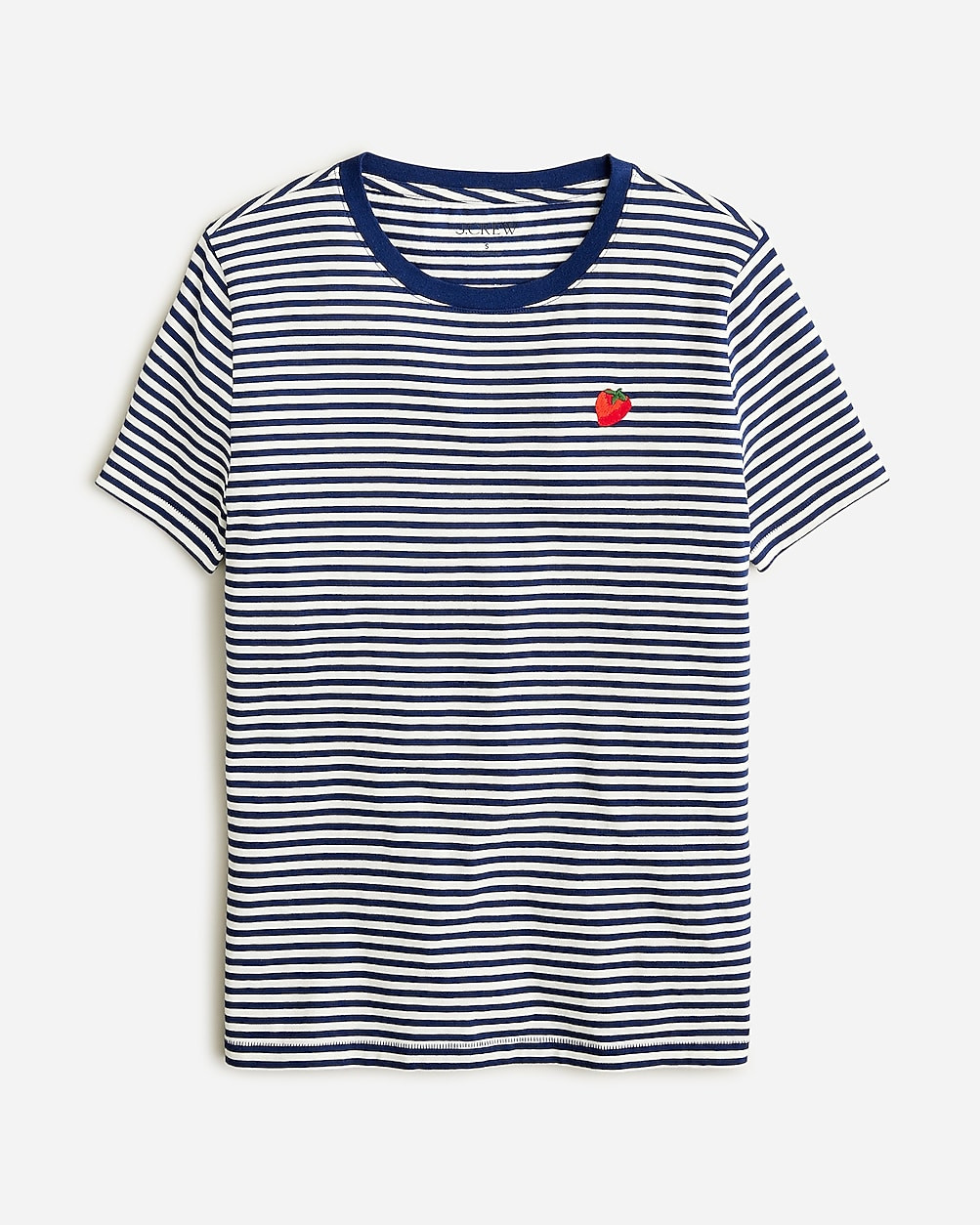 Classic-fit embroidered strawberry T-shirt in stripe | J. Crew US