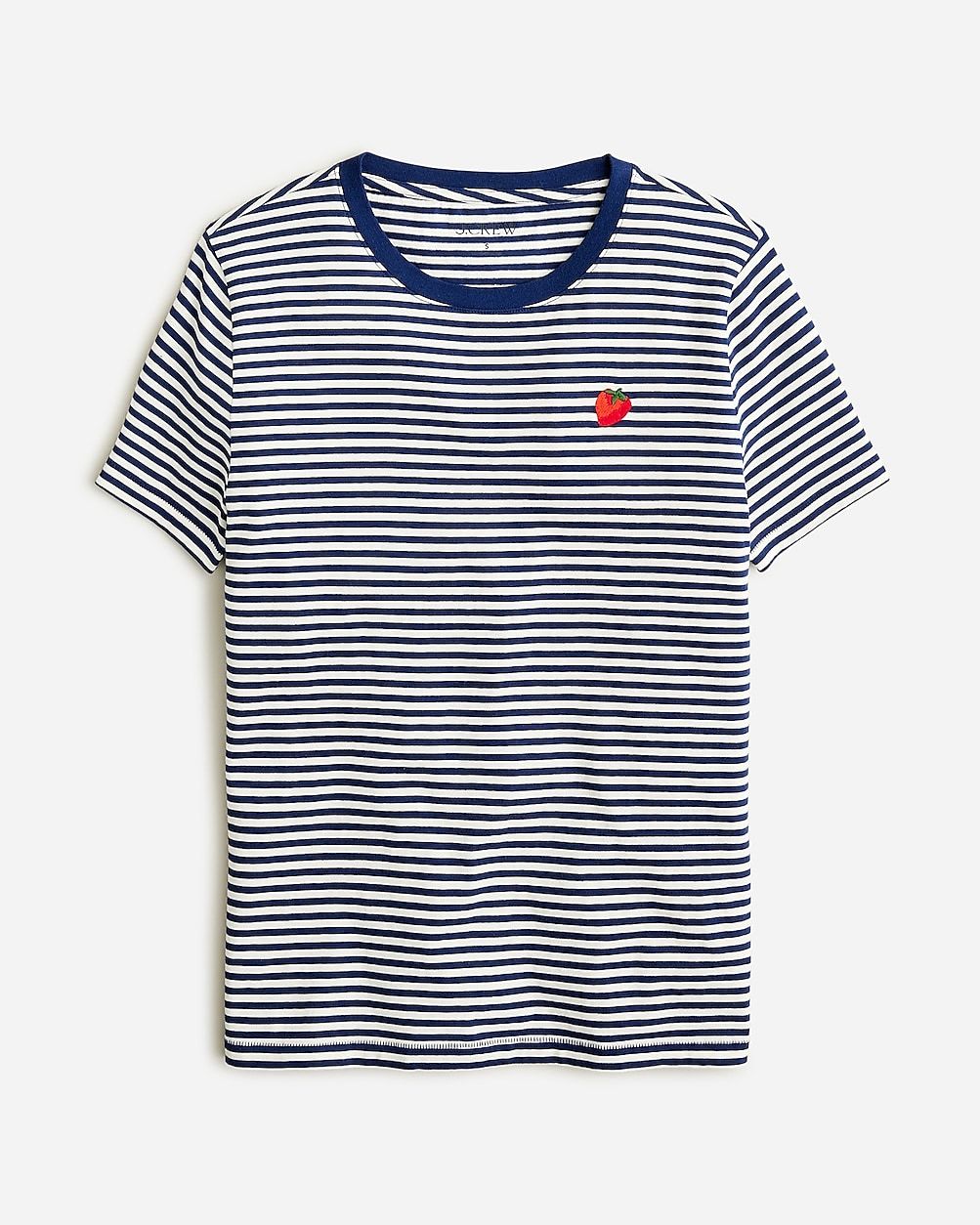 Classic-fit embroidered strawberry T-shirt in stripe | J.Crew US