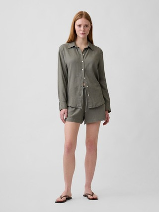 4" High Rise Pull-On Linen-Blend Shorts | Gap Factory