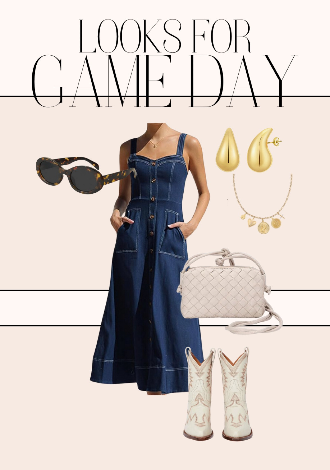 denim gameday look! love this neutral look or you can swap the accessories for you school colors  

#LTKSeasonal #LTKStyleTip