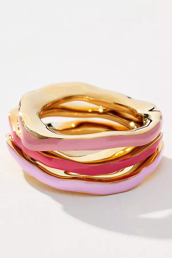 Enamel Wave Rings, Set of 3 | Anthropologie (US)