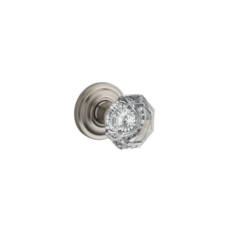 Baldwin Crystal Privacy Door Knobset with Traditional Round Trim - Satin Nickel - PVCRYTRR150 | Build.com, Inc.
