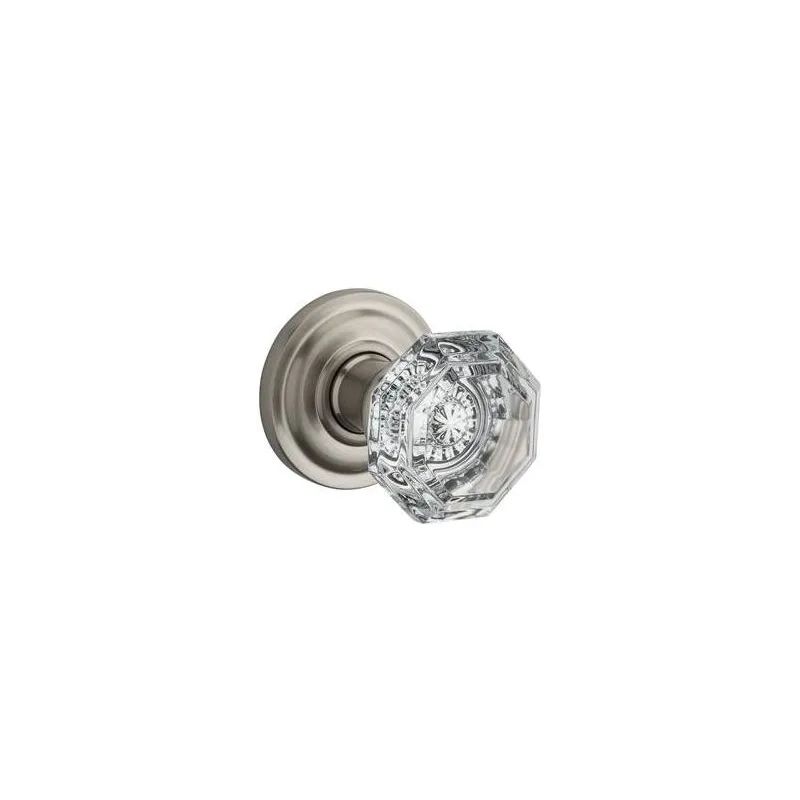 Baldwin Crystal Privacy Door Knobset with Traditional Round Trim - Satin Nickel - PVCRYTRR150 | Build.com, Inc.