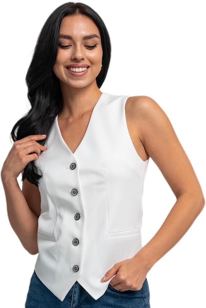 Slim Fit Tailored Vests for Women Trendy Casual Vest Tops Elegant Layering Waistcoat for Blazer O... | Amazon (US)