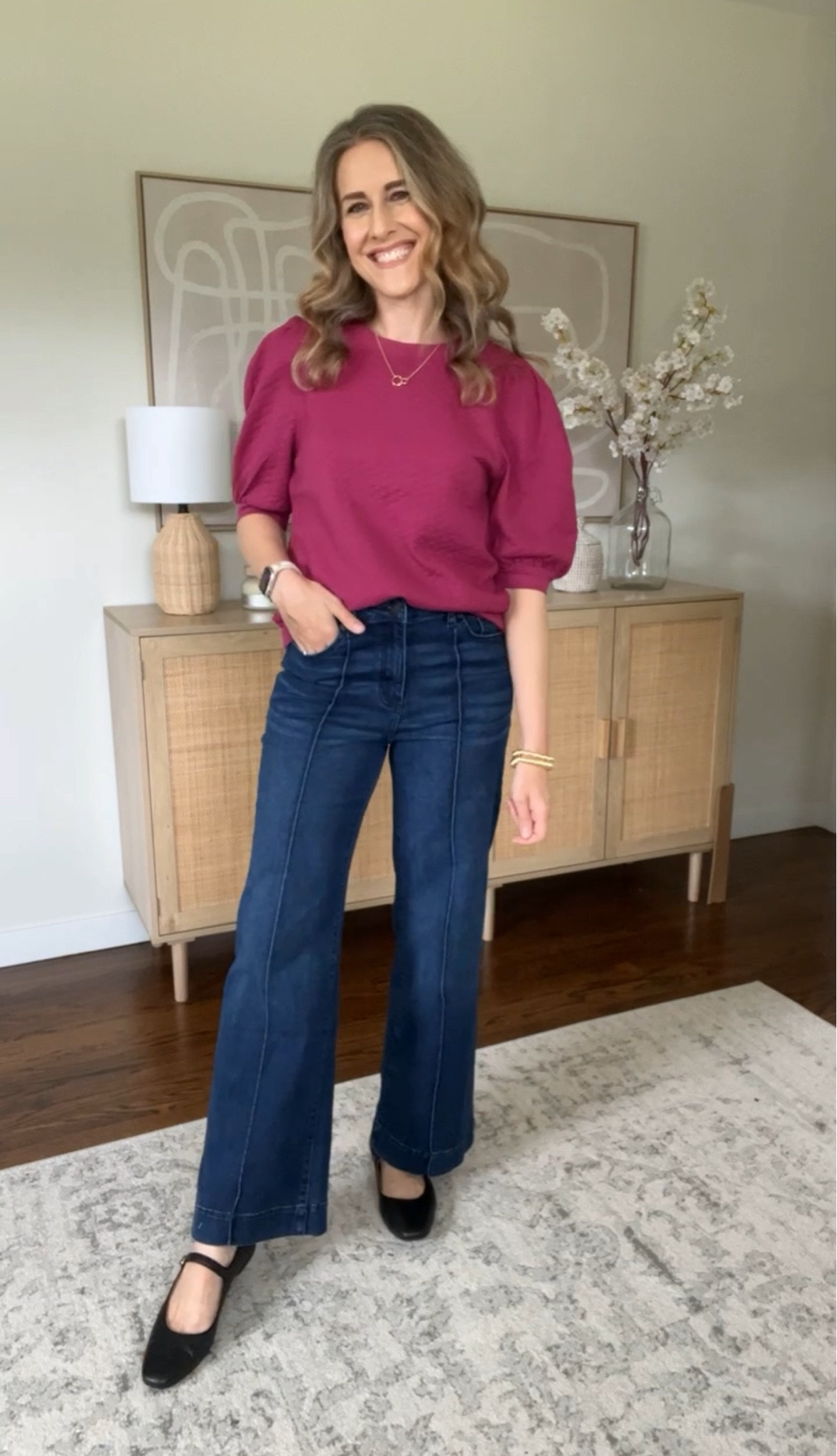 Walmart puff sleeve top and wide leg jeans, true size small top and true size 6 in the jeans. #walmartfashion

#LTKStyleTip #LTKFindsUnder50 #LTKFindsUnder100