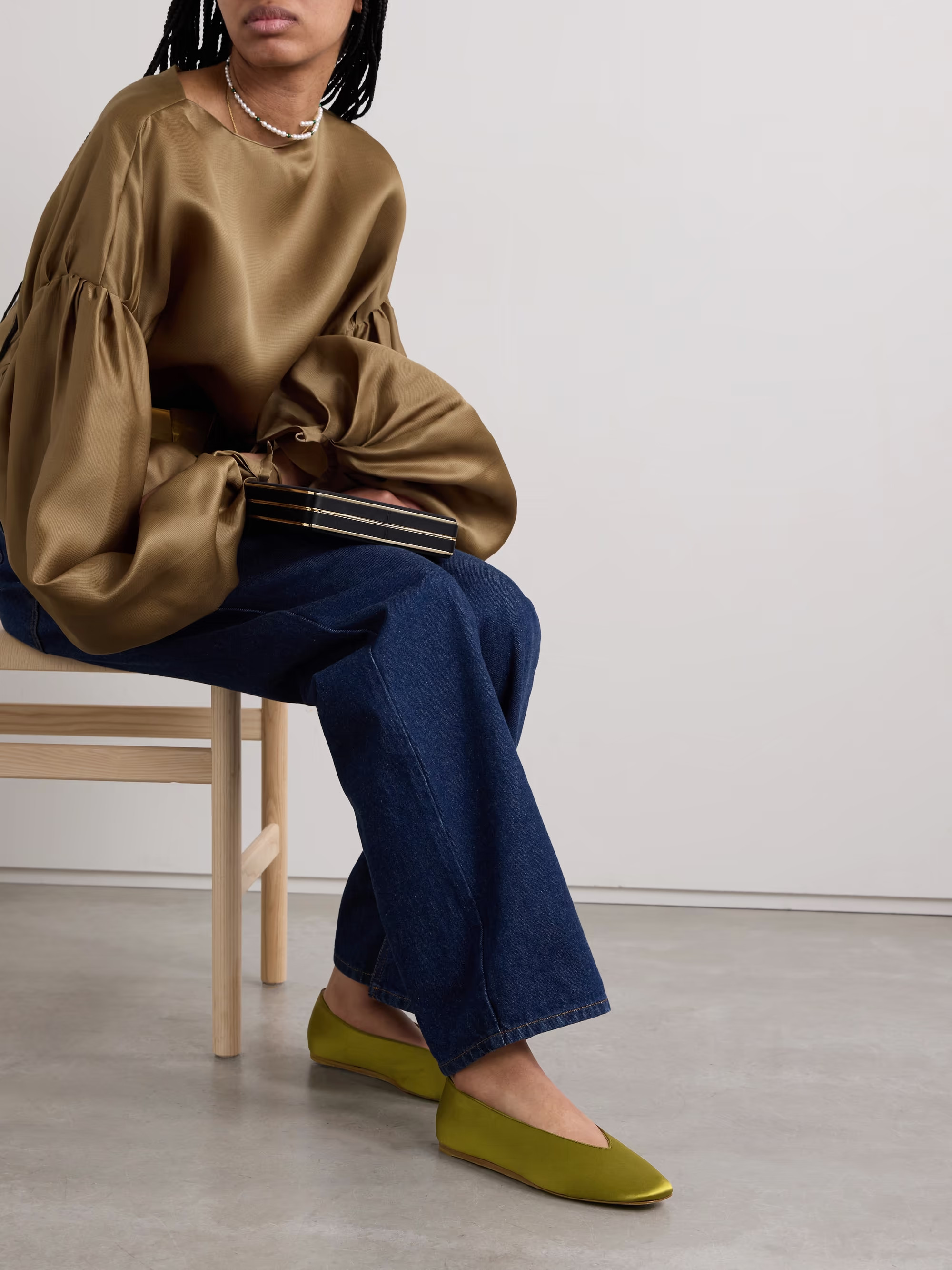 Regency grosgrain-trimmed satin ballet flats | NET-A-PORTER (US)